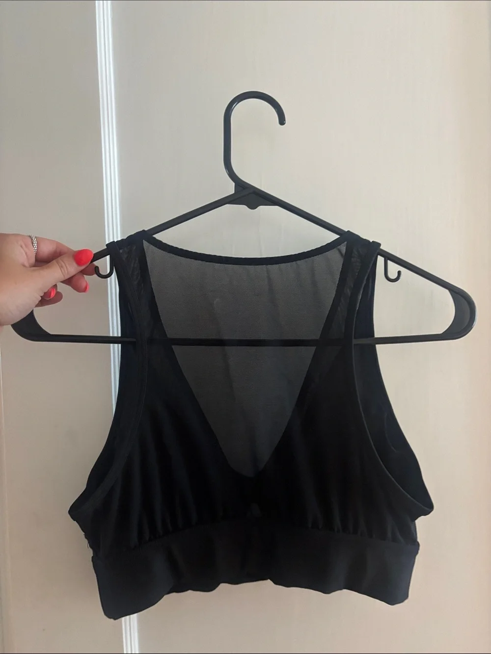 ALO Yoga Black Mesh-Back Sports Bra - Size S